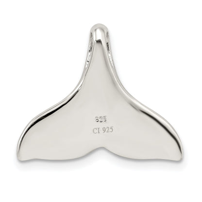 Sterling Silver Rhodium-plated Polished Created Blue Opal Whale Tail Chain Slide