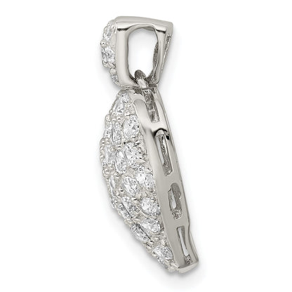 Sterling Silver Rhodium-plated CZ Puffed Heart Pendant