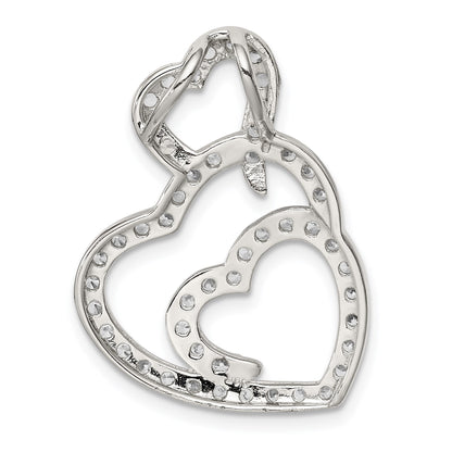 Sterling Silver Rhodium-plated Multi Hearts Clear CZ Slide Pendant