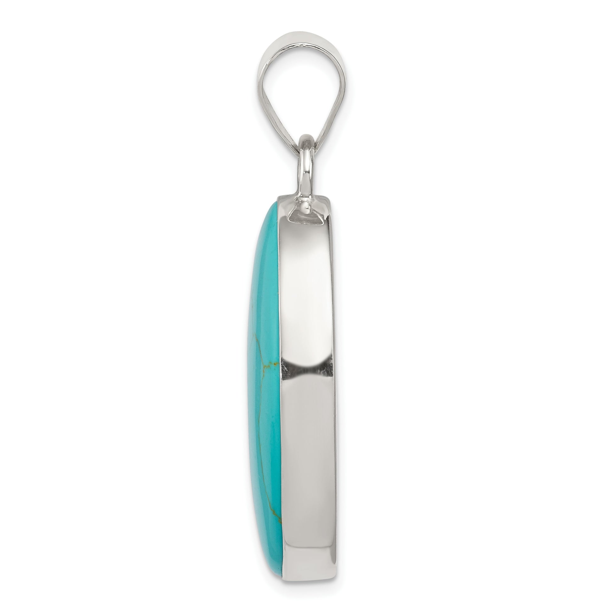 Sterling Silver Turquoise Polished Oval Pendant