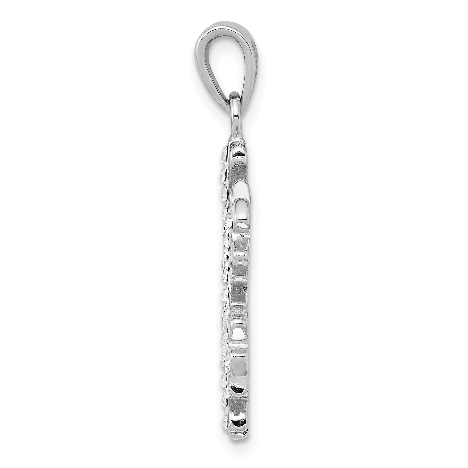 Sterling Silver Rhodium Plated Stellux Crystal Snowflake Pendant