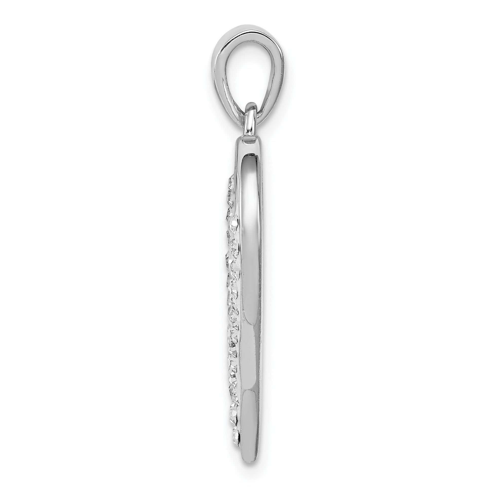Sterling Silver Rhodium-plated Stellux Crystal Double Heart Pendant