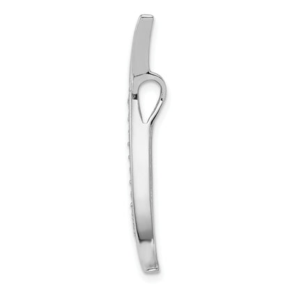 Sterling Silver Rhodium-plated CZ Moon Pendant