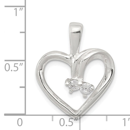 Sterling Silver CZ & Heart Pendant