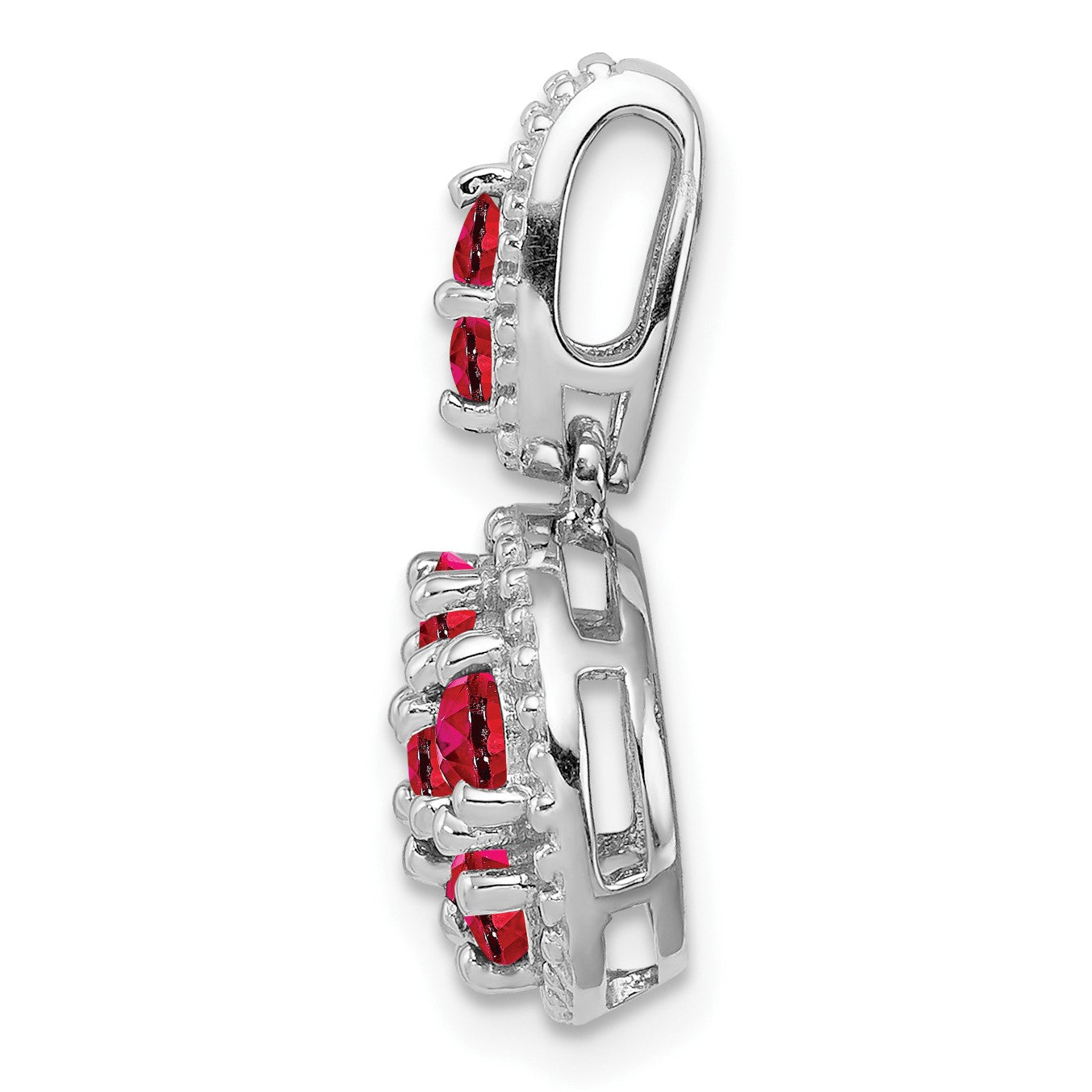 Sterling Silver Rhodium-plated & Ruby Circle Pendant