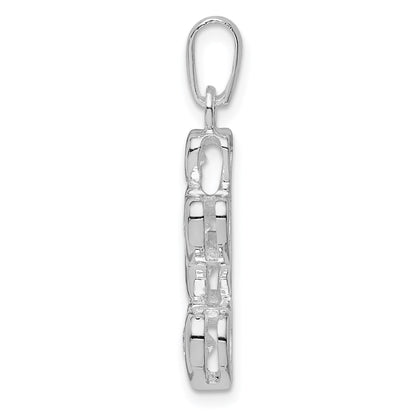 Sterling Silver Rhodium-plated Graduated CZ Heart Pendant