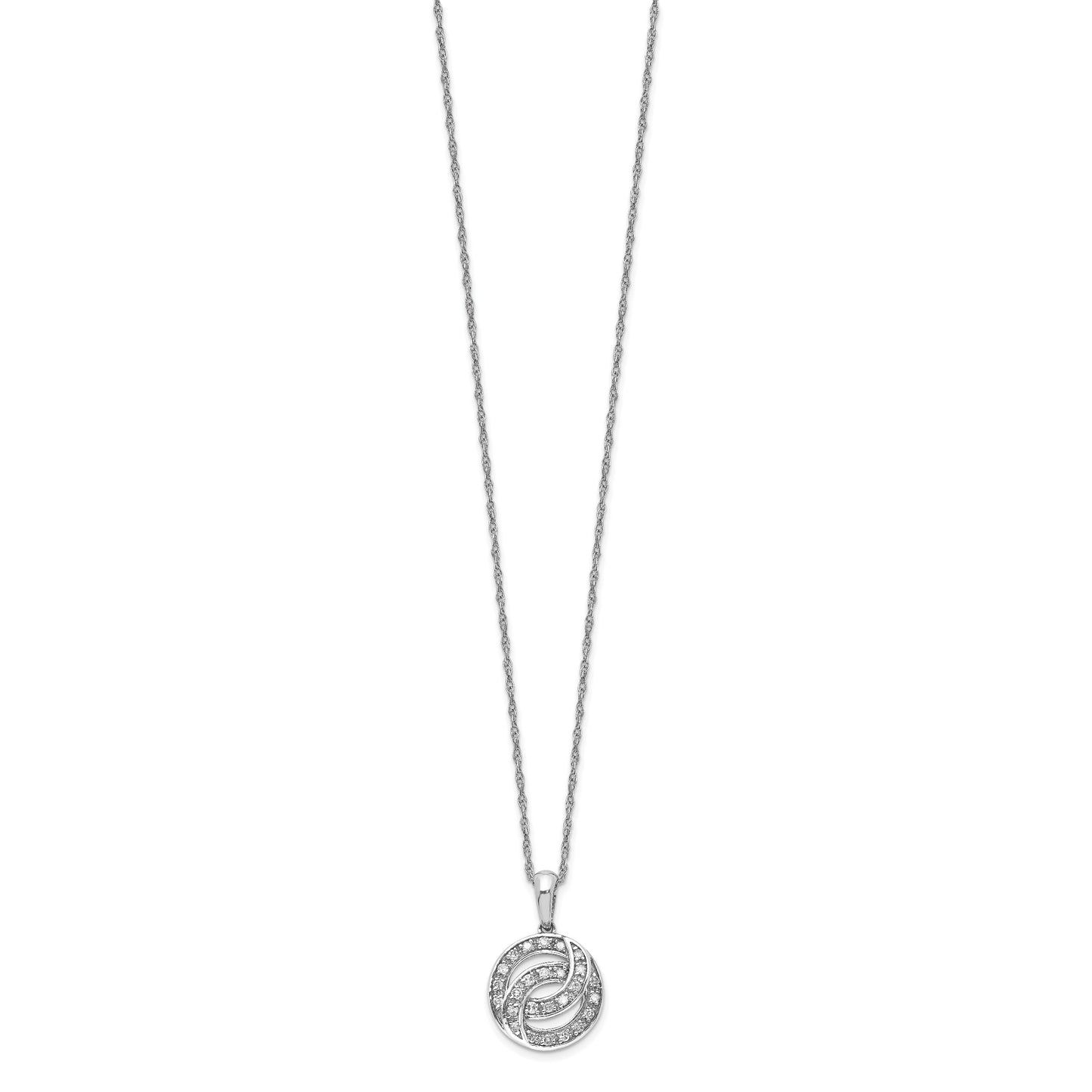Sterling Silver Rhodium Plated Diamond Circle Necklace