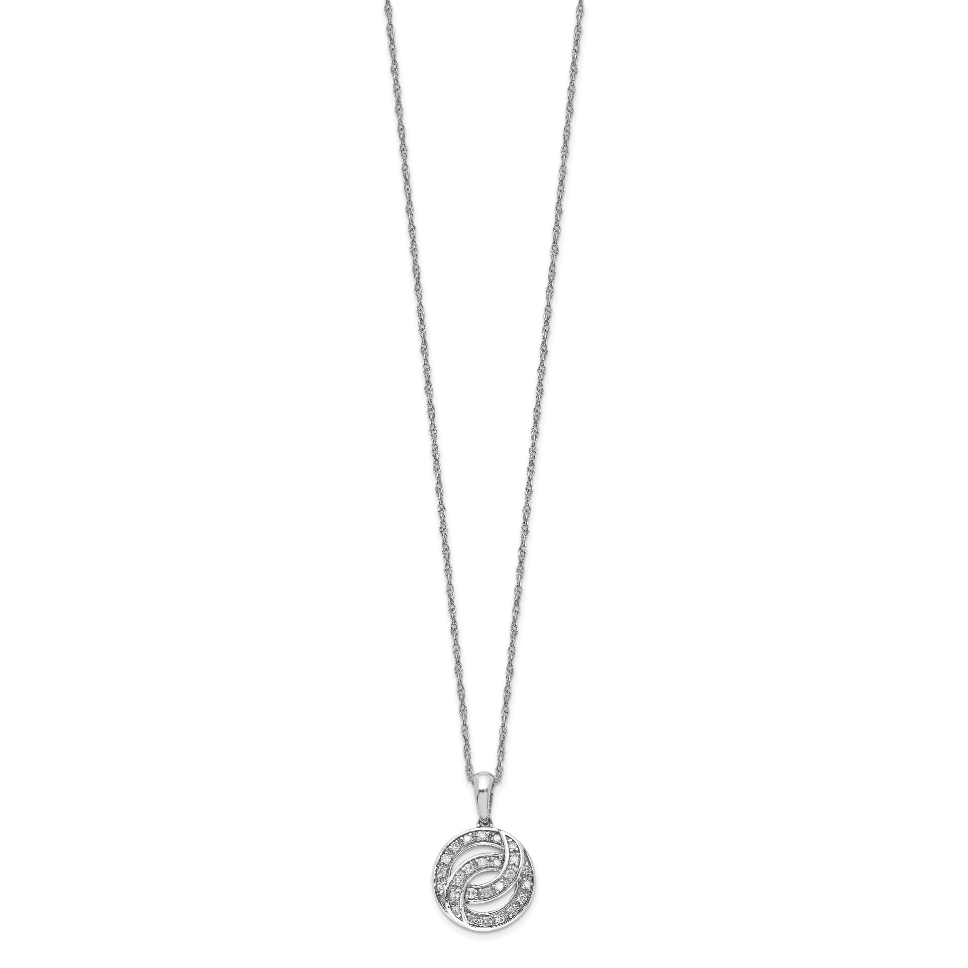 Sterling Silver Rhodium Plated Diamond Circle Necklace