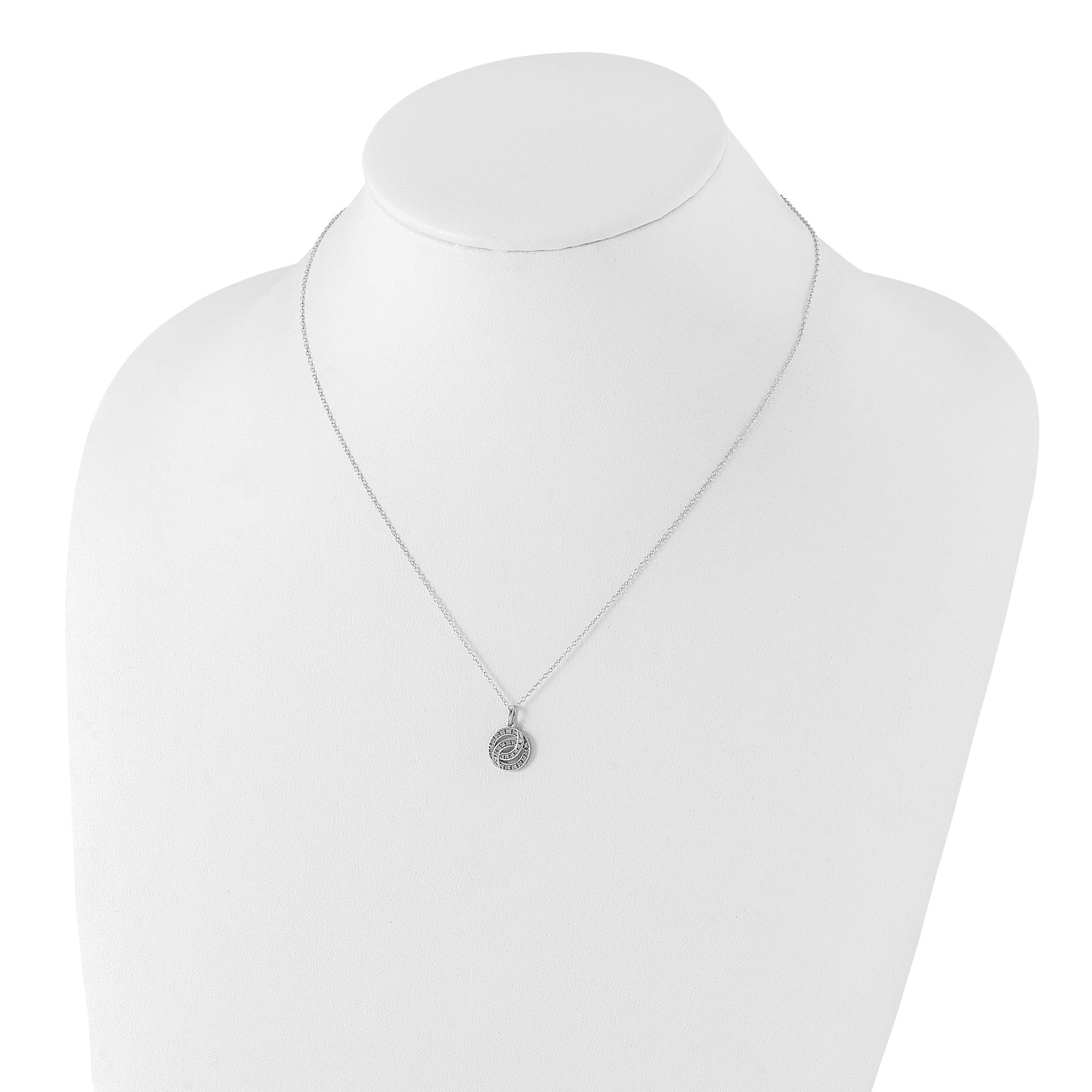 Sterling Silver Rhodium Plated Diamond Circle Necklace