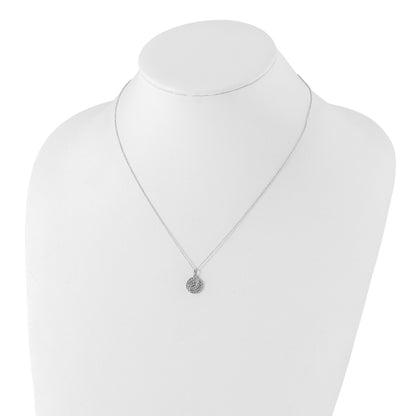 Sterling Silver Rhodium Plated Diamond Circle Necklace