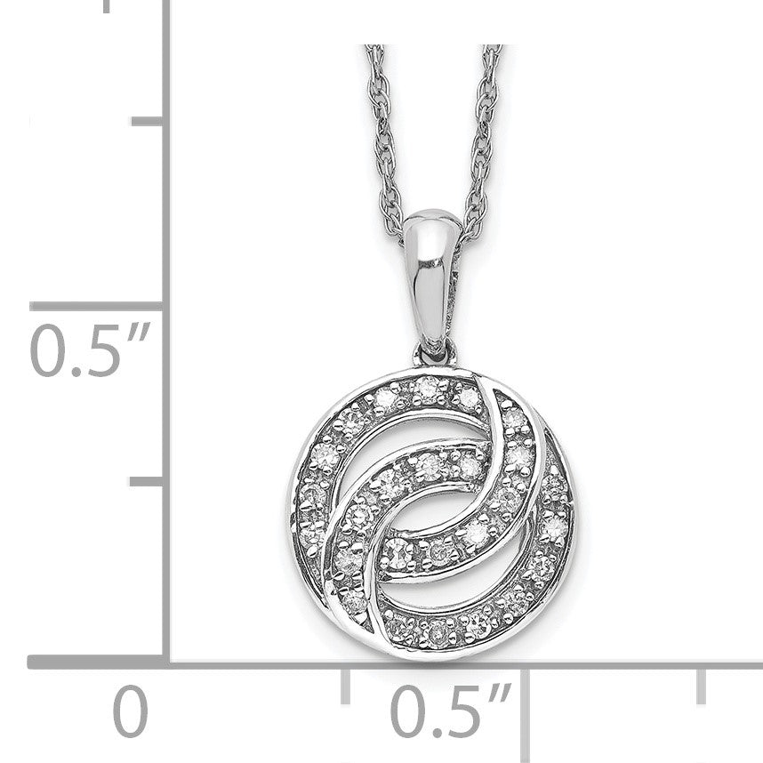 Sterling Silver Rhodium Plated Diamond Circle Necklace