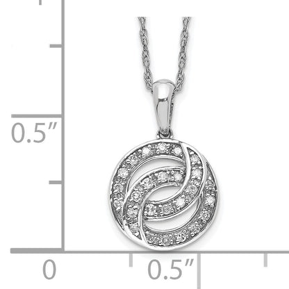 Sterling Silver Rhodium Plated Diamond Circle Necklace