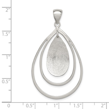 Sterling Silver Polished & Textured Teardrop Pendant