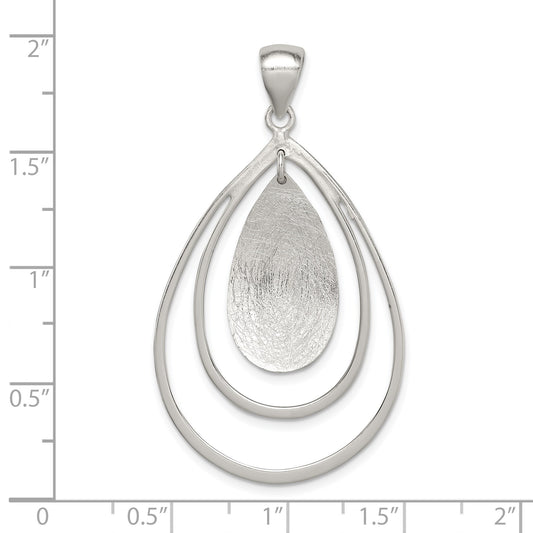 Sterling Silver Polished & Textured Teardrop Pendant