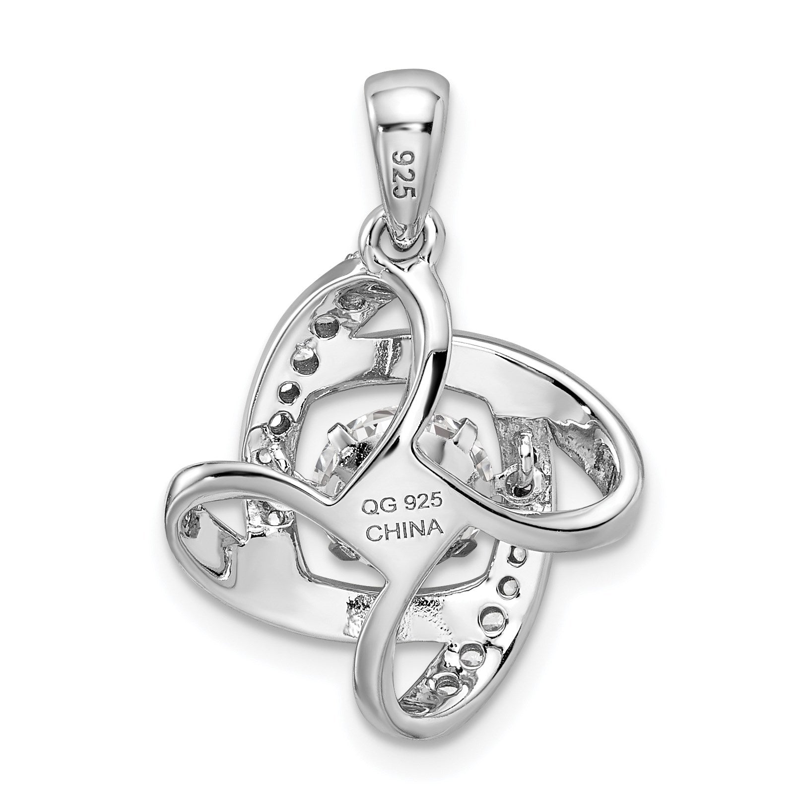 Sterling Silver Platinum-plated Vibrant CZ Pendant