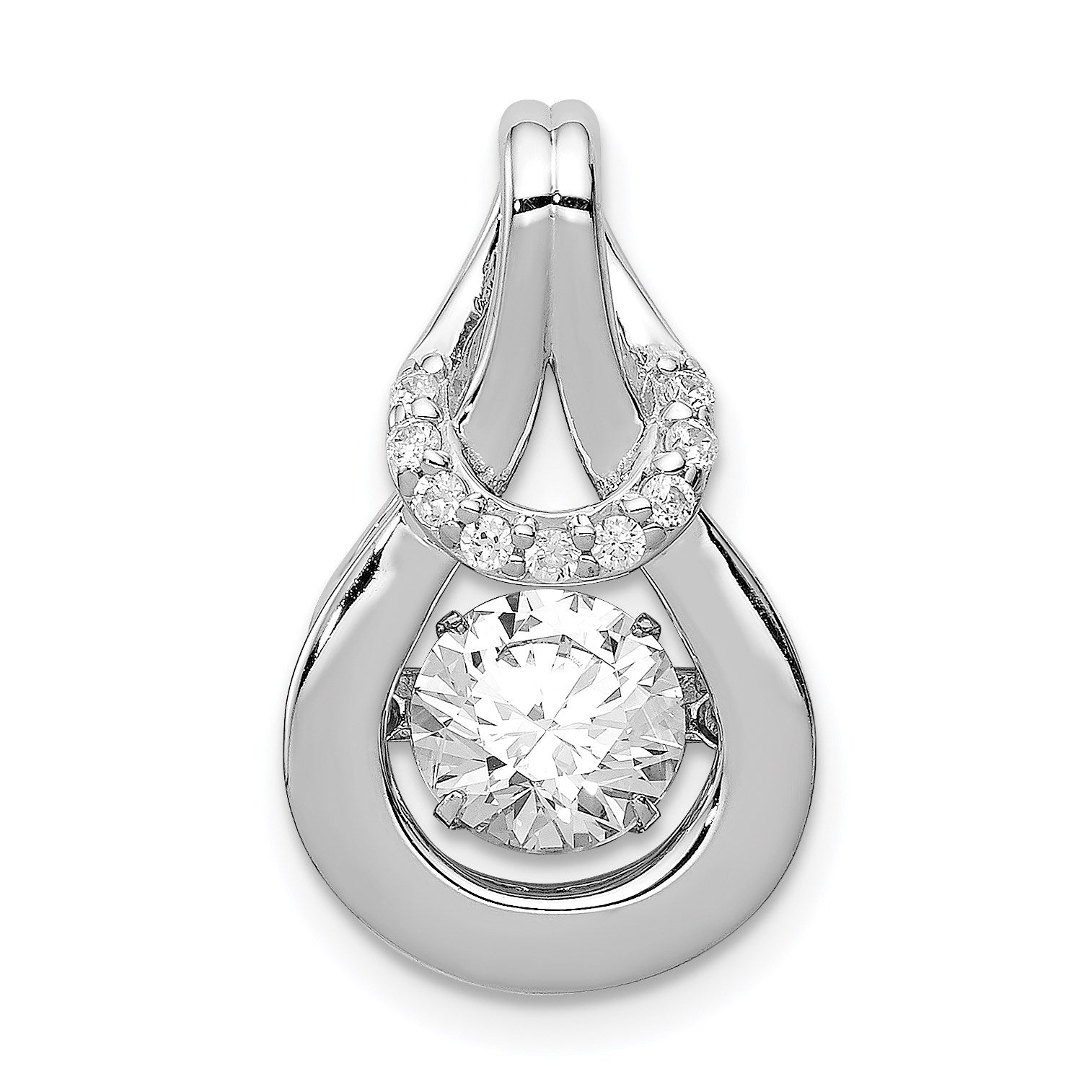 Sterling Silver Platinum-plated Vibrant CZ Knot Pendant