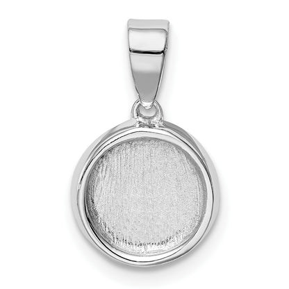 Sterling Silver Rhod-plated Lab Created Opal  Round Pendant