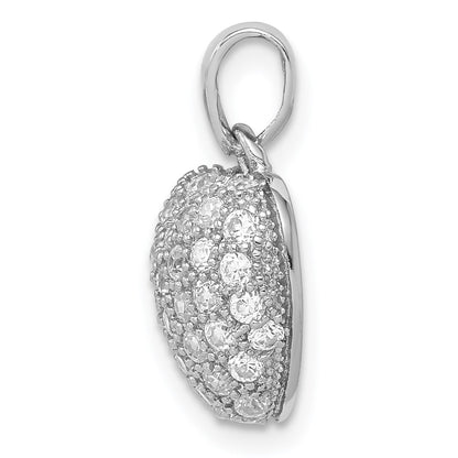 Sterling Silver Rhodium-plated CZ Micro pav� Heart Pendant