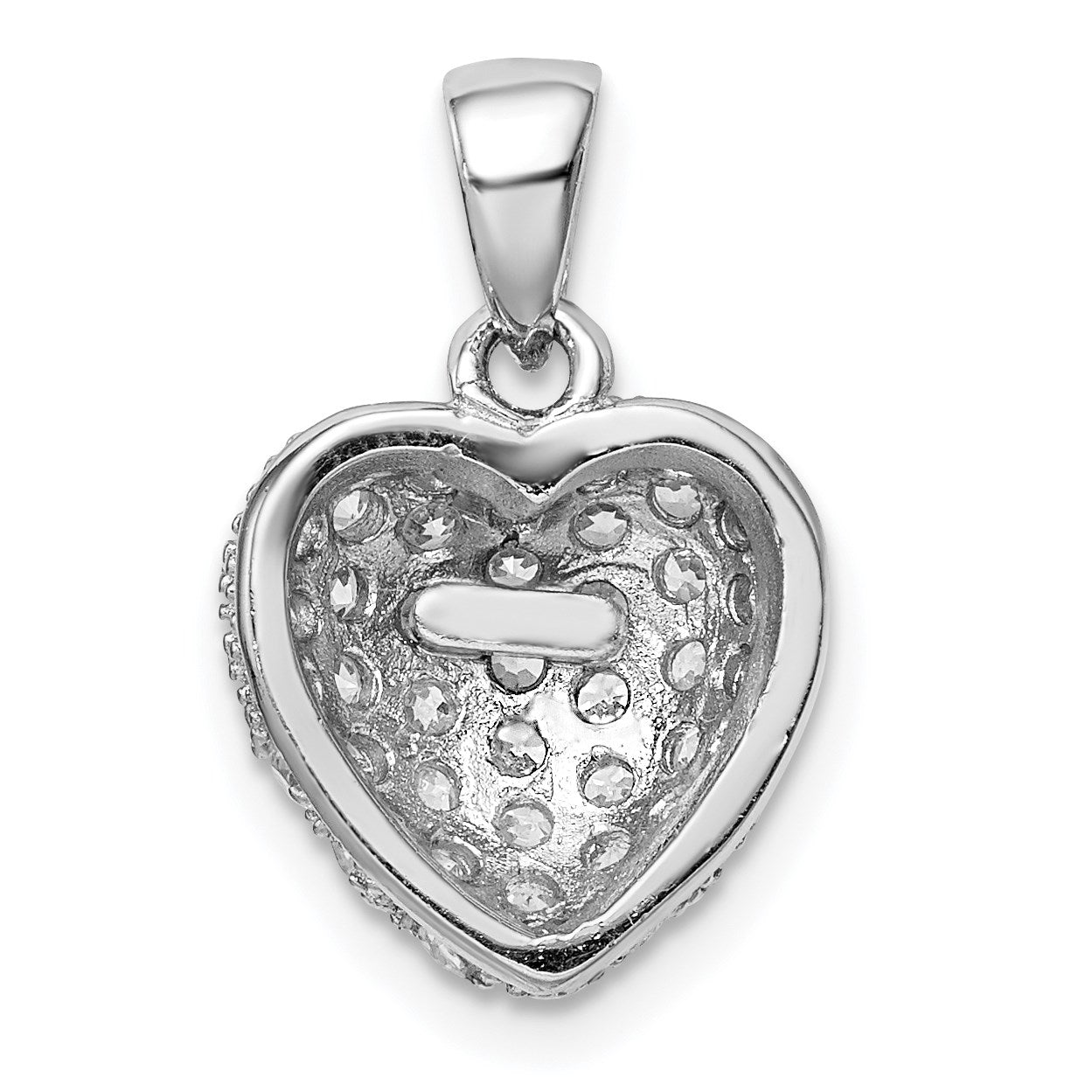Sterling Silver Rhodium-plated CZ Micro pav� Heart Pendant