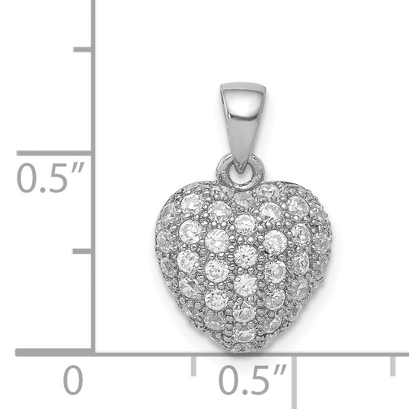 Sterling Silver Rhodium-plated CZ Micro pav� Heart Pendant