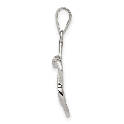 Sterling Silver Rhodium-plated Polished CZ Heart Pendant