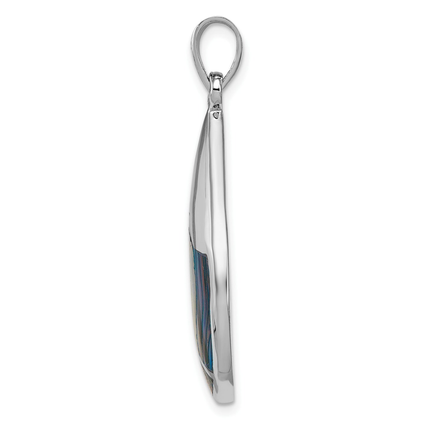 Sterling Silver Rhodium-plated Polished Abalone Pendant