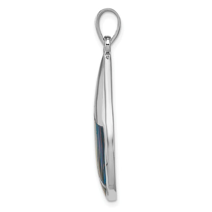 Sterling Silver Rhodium-plated Polished Abalone Pendant