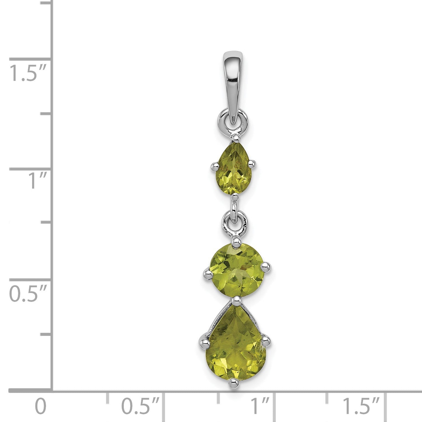 Sterling Silver Rhodium-plated Peridot Pendant