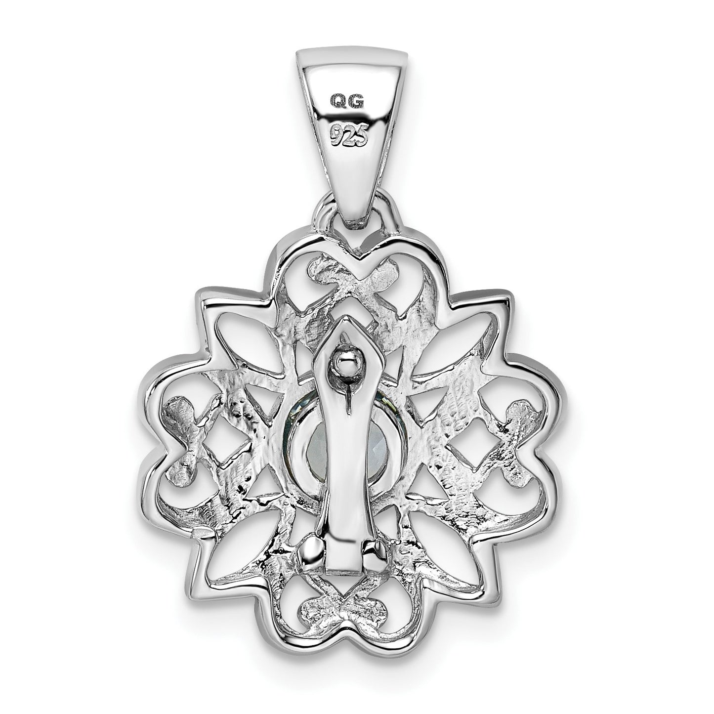 Sterling Silver Rhodium-plated w/Blue Topaz Pendant