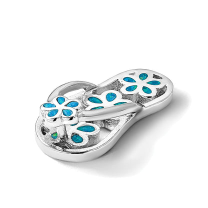 Sterling Silver Rhodium-plated Polished CZ Compass Pendant
