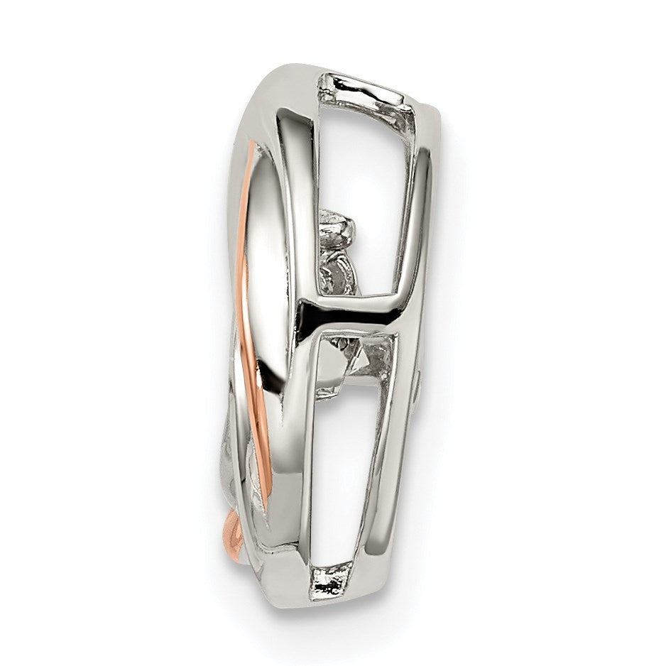 Sterling Silver Platium-plated Rose-tone Vibrant CZ Chain Slide