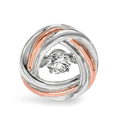 Sterling Silver Platium-plated Rose-tone Vibrant CZ Chain Slide