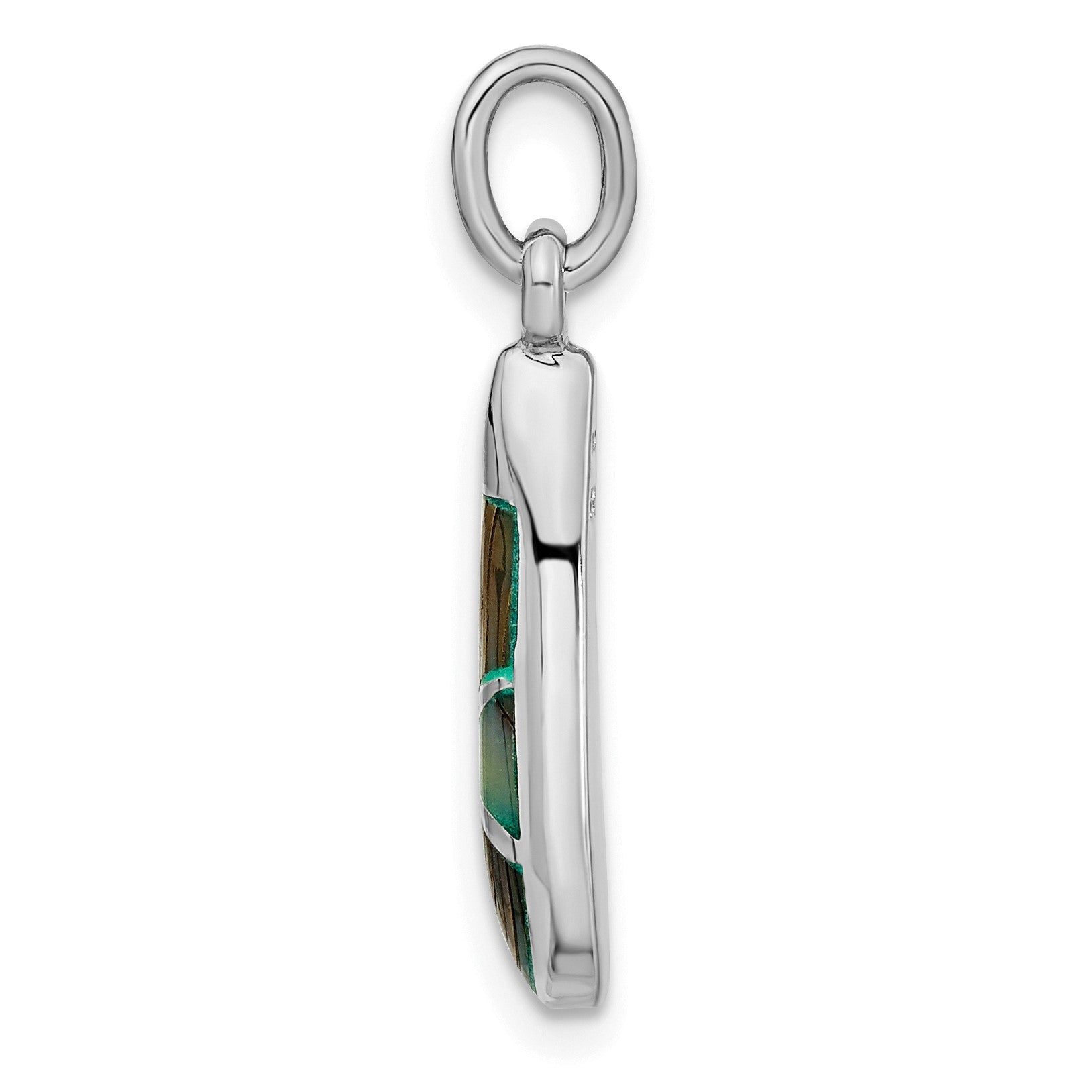 Sterling Silver Rhodium-plated Abalone Teardrop Pendant