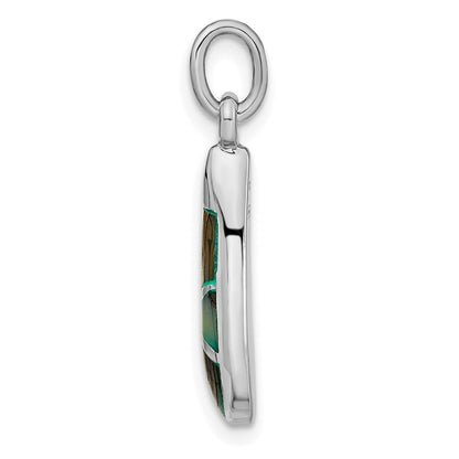 Sterling Silver Rhodium-plated Abalone Teardrop Pendant
