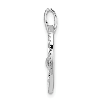 Sterling Silver Rhodium-plated CZ Heart with Cat Silhouette Pendant