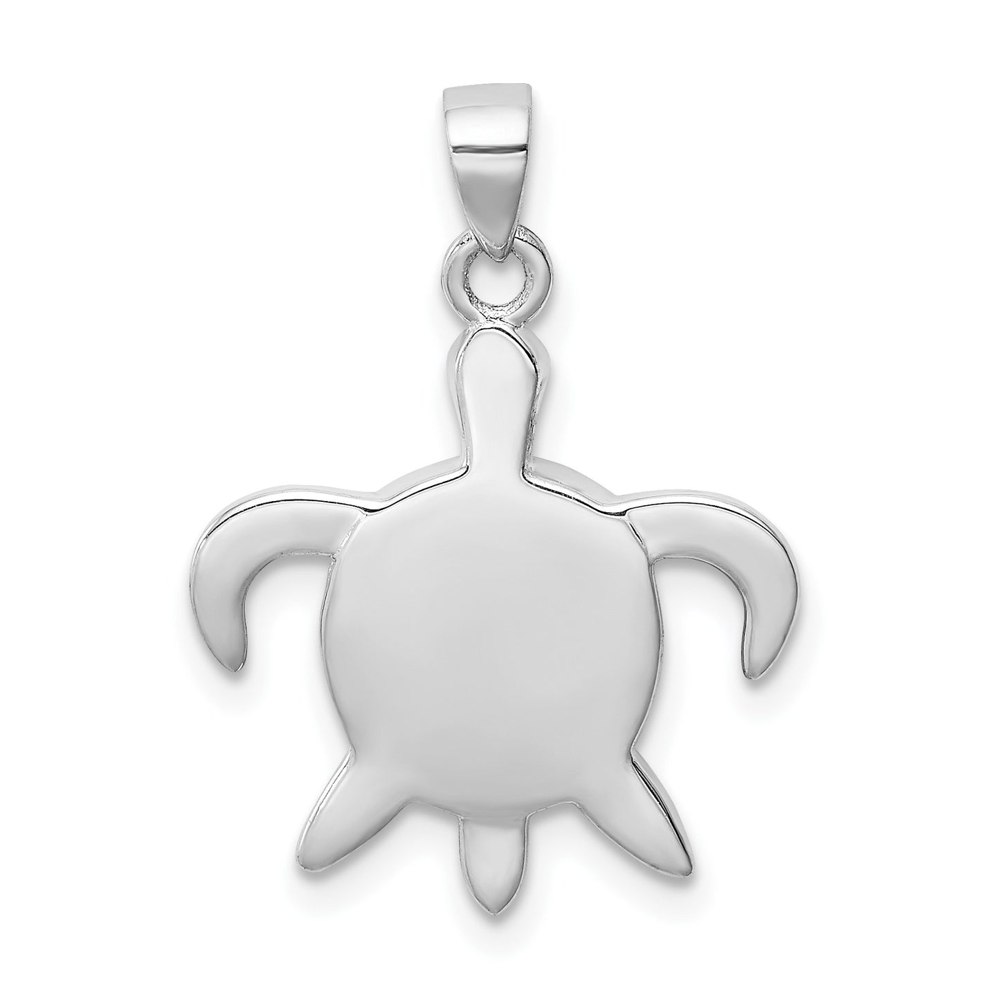 Sterling Silver Rhodium-plated Polished Created Opal Turtle Pendant
