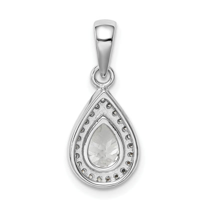 Sterling Silver Rhodium Plated CZ Pendant