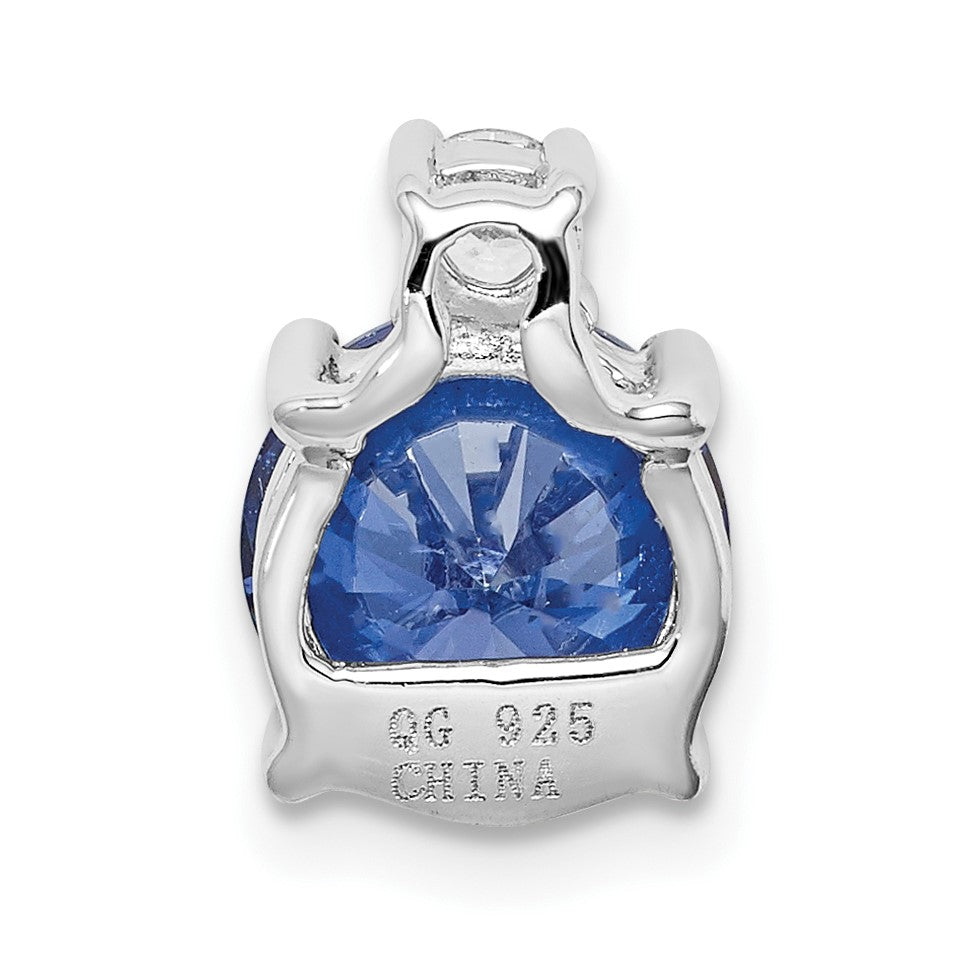 Sterling Silver Rhodium-plated Blue and White CZ Chain Slide