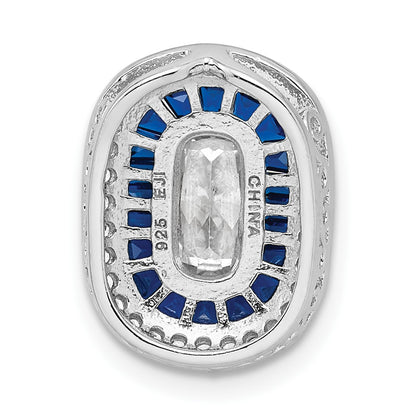 Sterling Silver Rhodium-plated CZ & Synthetic Blue Spinel Chain Slide