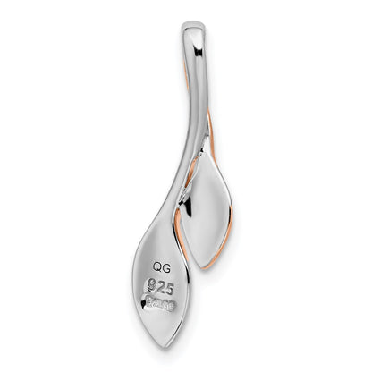 Sterling Silver RH-plated & Rose Gold-plated Polished & Brushed Leaf Slide