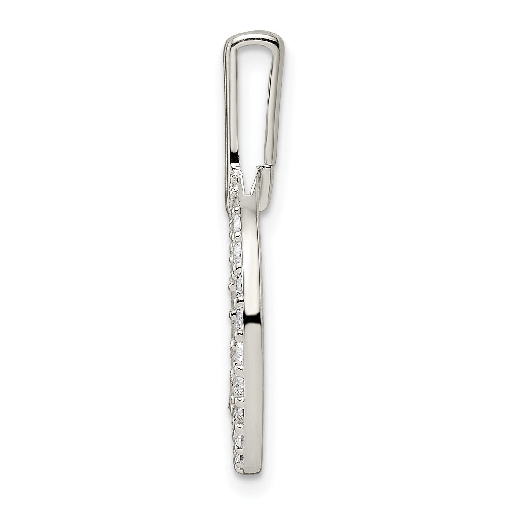 Sterling Silver Polished CZ Circle Pendant