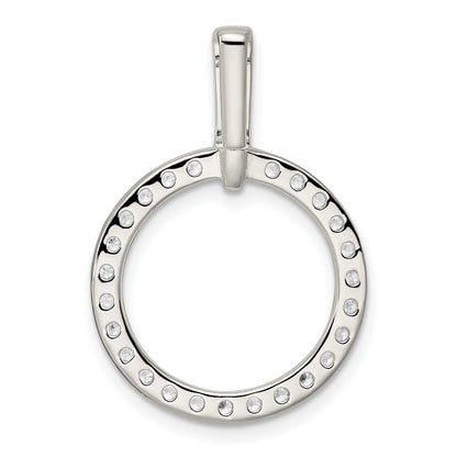 Sterling Silver Polished CZ Circle Pendant