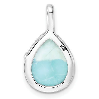Sterling Silver Rhodium-plated Polished Pear Shape Larimar Twist Pendant