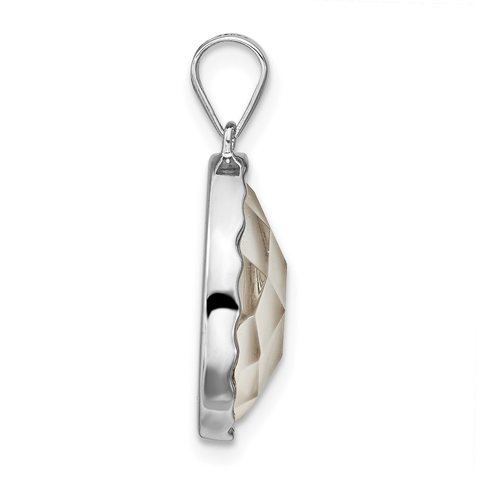 Sterling Silver Rhodium-plated Glass Teardrop Pendant