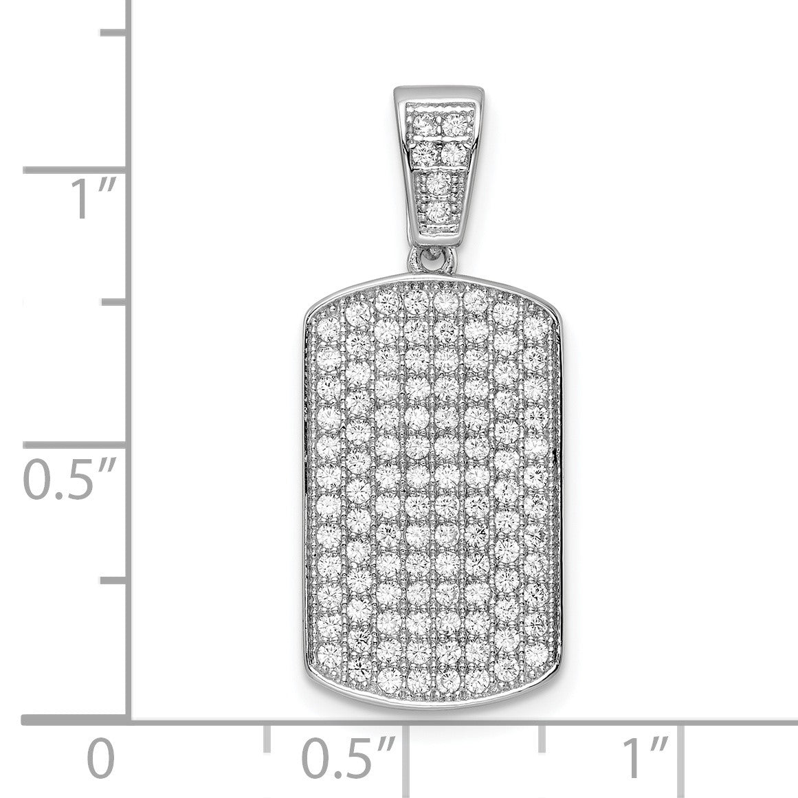 Sterling Silver Rhodium-plated Polished CZ Pendant