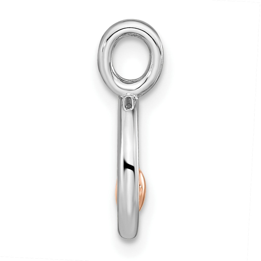 Sterling Silver RH-plated & Rose Gold-plated Polished Circle w/Heart Pendan