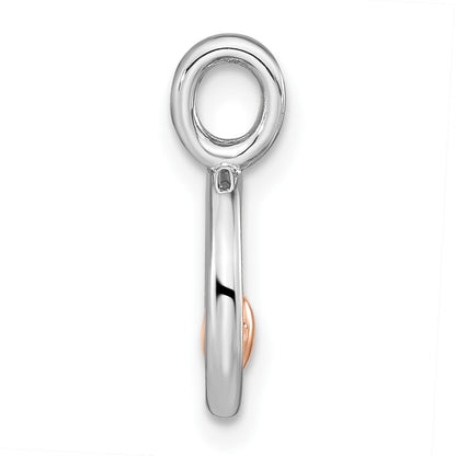 Sterling Silver RH-plated & Rose Gold-plated Polished Circle w/Heart Pendan