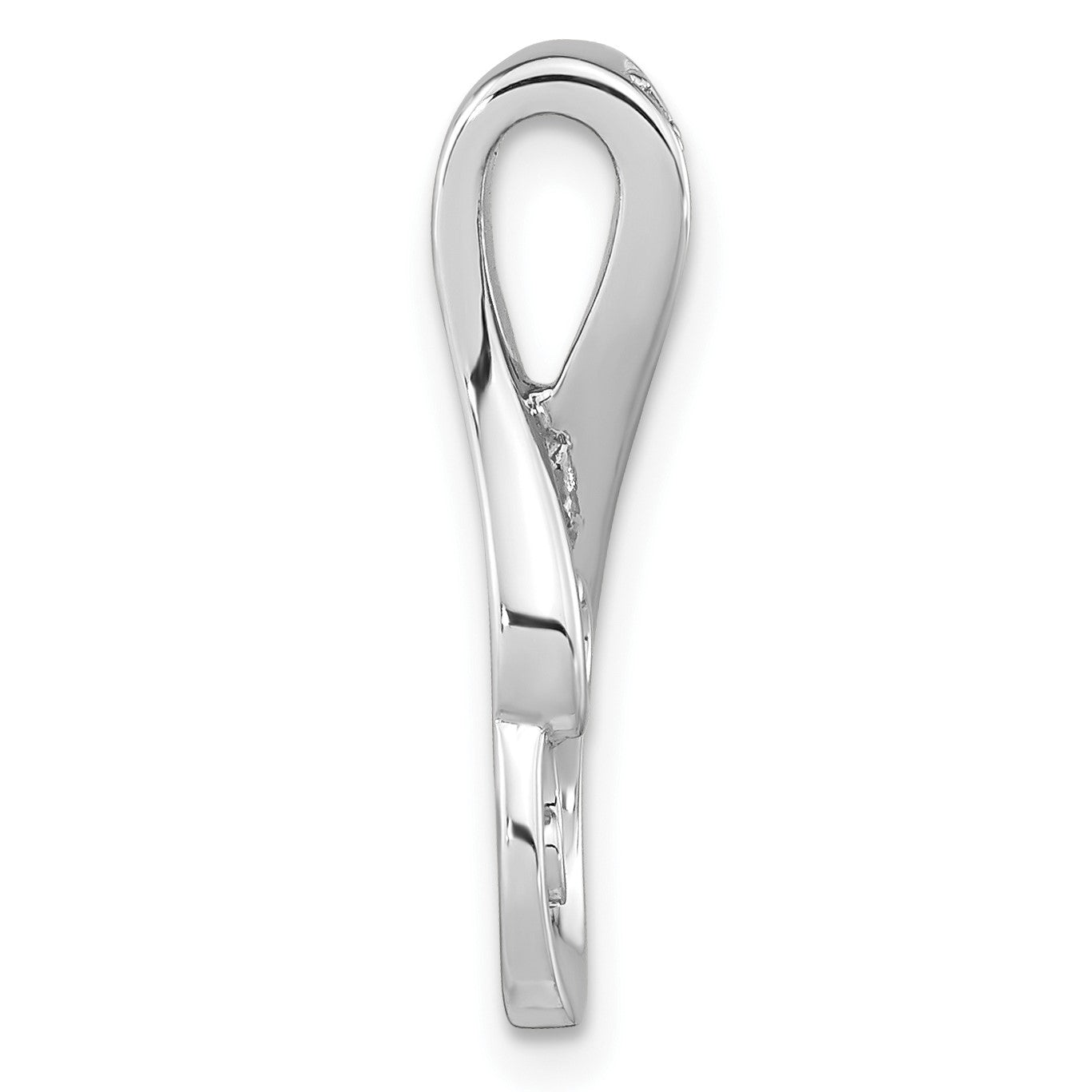 Sterling Silver Rh-plated Polished CZ Swirl Chain Slide