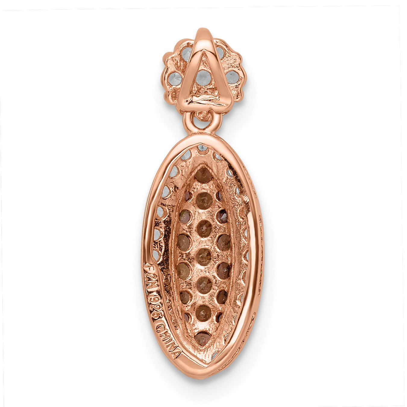 Sterling Silver Rose-tone Black Rhodium-plated CZ Pendant