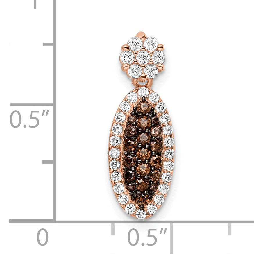 Sterling Silver Rose-tone Black Rhodium-plated CZ Pendant